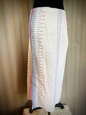 LEMLEM Liya Kebede Coverup Maxi Skirt Gauzy Embroidery Slit Festival S coverup